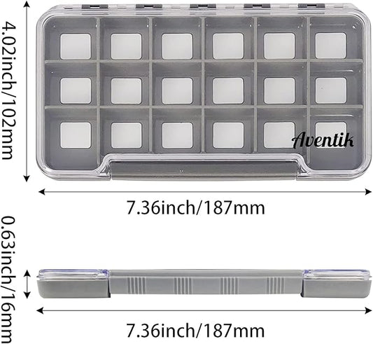 Waterproof Fly Fishing Boxes Supper Slim Fishing Tackle Storage Transparent Easy Grip Foams Multi Magnetic Compartments Fishing Tackle Storage Trags 7.36"X4.02"X0.63"(Grey-18C)