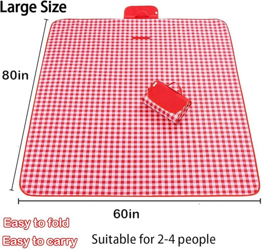 Lchkrep Picnic Blanket Beach Blankets 80"x60" Large Sandproof Waterproof Camping Portable Travel Blanket Play Mat for Outdoor Indoor Family Beach Park Grass,Hiking, Music Festival (Red)