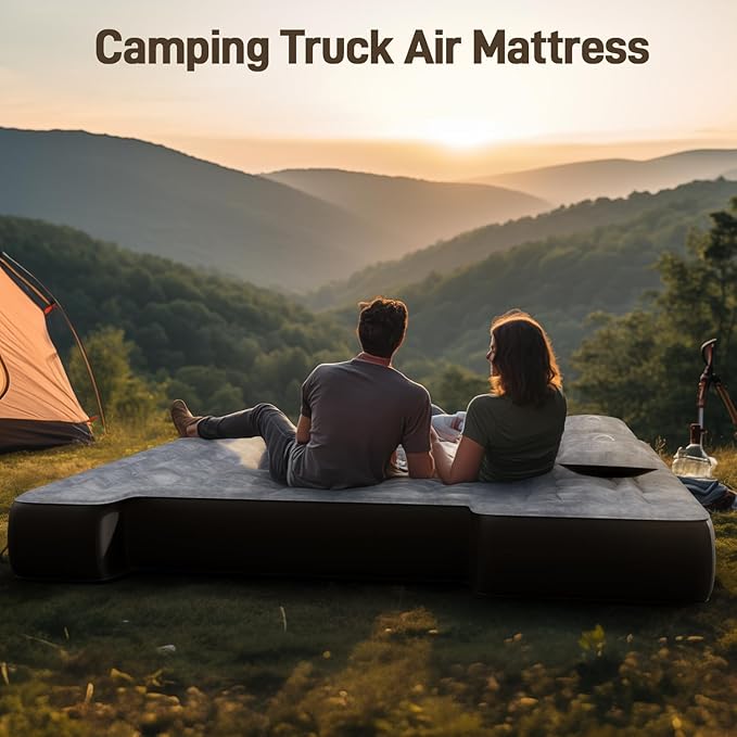 Umbrauto Air Mattress for 6-6.5ft Midsize Short Truck Beds, Inflatable Airbed with Pump for Mid Size Pickup, Pick Up Bed Air Mattress for Truck Tent Camping