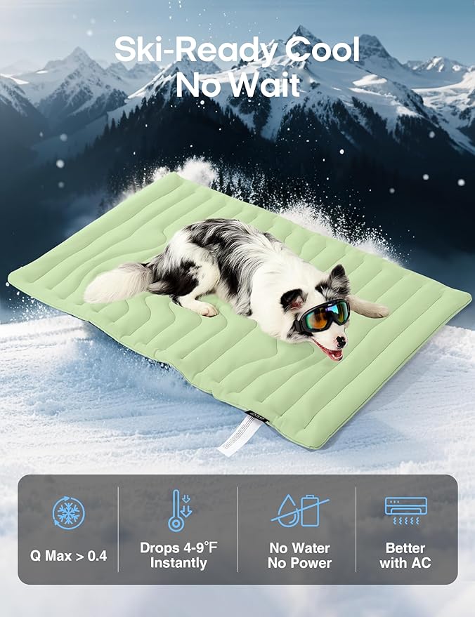 ZonLi Dog Cooling Mat, 59" x 40"Extra Large, Reversible Cooling Pad for Dogs & Cats (Cool & Warm), Durable & Machine Washable, Pet Mat for Crate, Kennel, Bed, Sofa, Sage Green