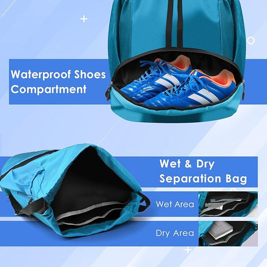 BROTOU Soccer Bags, Football Backpack, Volleyball Bag, Drawstring Soccer Backpack with Ball and Shoe Compartment