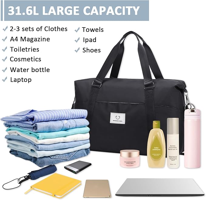 Gym bag for Women, Travel Duffel Bags with Trolley Sleeve, Weekender Overnight Bag, Carry on Tote Bag Dance Bag