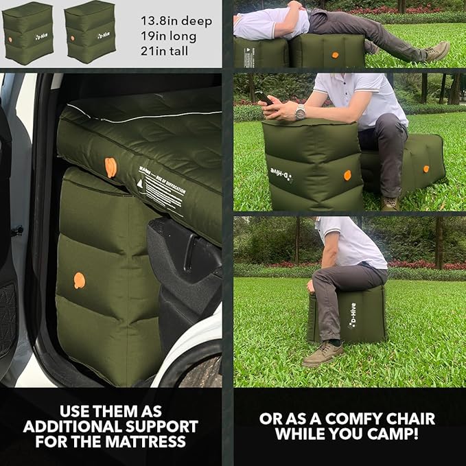Unbeatable Durability SUV Air Mattress for Car Camping, Durable Extra Thick 300D Oxford Fabric, Quick Easy Set-Up w/Electric Pump, Car Bed Mattress, Forrest Green
