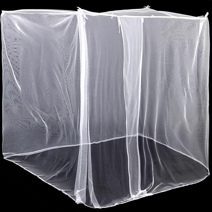 4 Corners Mosquito Net for Mosquiteros para Camas Bed Canopies Netting Bed Drapes Rectangular Mosquito Mesh for Camping Home Outdoor Travel Dormitory(White,L75 X W71 X H67 Inch)