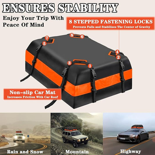 Car Roof Cargo Carrier,15 Cubic Upgrade Waterproof Roof Rack Cargo Bag Soft-Shell Rooftop Cargo Bag Suitable for All Cars,Suitable Suitable for All Cars Camping Storage Bag