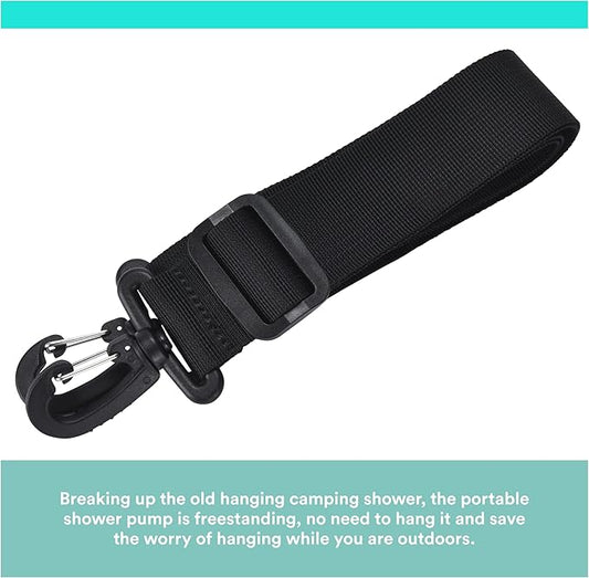 HappyPo Camping Shower - Portable Camping Solar Shower Pump- Shower Bag with Pressure Foot Pump with Temperature Indicator - Camp Water Equipment for Road Travel