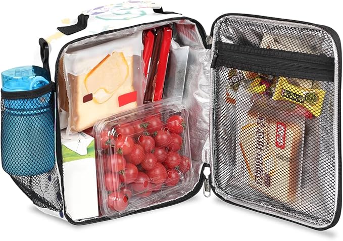 Space Lunch Box for Kids, Cartoon Space Planet Lunch Bag for Boys Girls, Reusable Insulated Waterproof Lunch Box with Adjustable Shoulder Strap Thermal Cooler Tote Bag for School Daycare Picnic