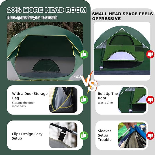 4 Person Blackout Camping Tent, Easy Setup Waterproof Family Dome Tent for Camping with Rainfly, Portable Double Layer Large Family Tent for Outdoor Camping&Hiking