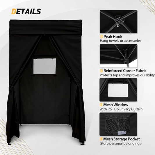 EAGLE PEAK Flex Compact 4x4 Pop-up Canopy Changing Room, Portable Privacy Dressing Room for Indoor Fashion Photoshoots, Camping, or Pool, Black