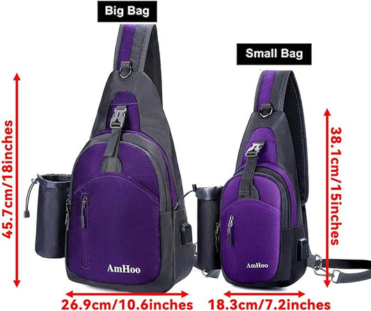 AmHoo Sling Backpack Chest Shoudler Crossbody Bag Water Resistant Hiking Daypack