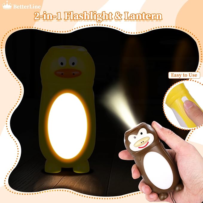 KunHe 4 Pack Animal Flashlights Stocking Stuffers Kids Small Mini LED Flashlight Camping Essentials for Kids Toddlers Lantern Cute Flashlight Christmas Gift for Girls Boys