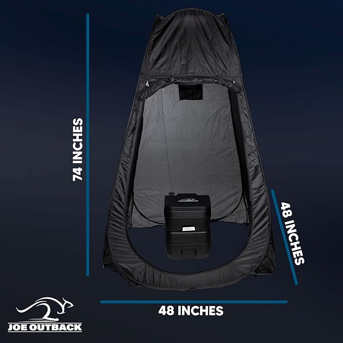 Camping Toilet w/Privacy Tent – 2.5 Gallon Fresh Water Camp Toilet for up to 50 Clean Flushes – Odorless & Heat Resistant Portable Camping Toilet – PE Camping Potty w/ 5.3 Gallon Waste Tank