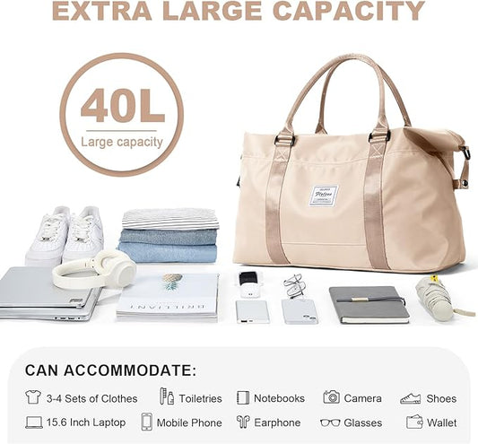 Travel Duffel Bag,Sports Tote Gym Bag,Shoulder Weekender Overnight Bag for Women