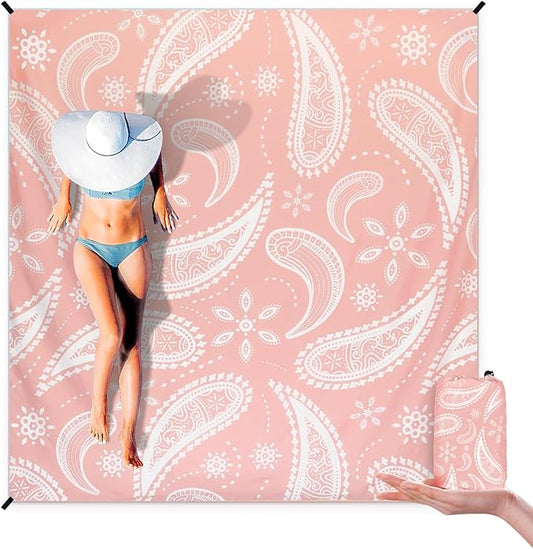 AISPARKY Beach Blanket Waterproof Sandproof, Oversized Large Beach Mat 79" X 83"/120"x108" for 1-8 Adults, Quick Drying&Compact&Lightweight, Picnic Mat Vacation Essentials for Beach Camping Travel