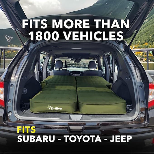 Unbeatable Durability SUV Air Mattress for Car Camping, Durable Extra Thick 300D Oxford Fabric, Quick Easy Set-Up w/Electric Pump, Car Bed Mattress, Forrest Green