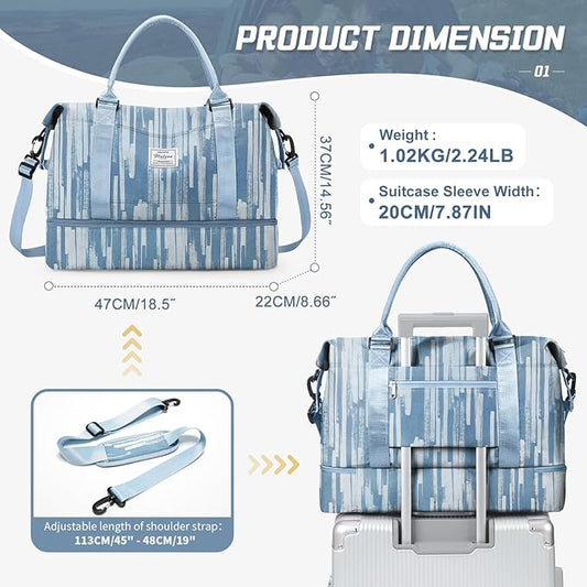 Travel Duffel Bag,Sports Tote Gym Bag,Shoulder Weekender Overnight Bag for Women