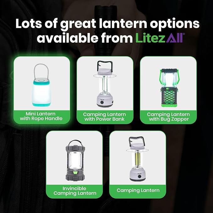 LitezAll Mini Lantern with Rope Handle, 360 Degree Light, Ideal for Camping Lights & Lanterns, LED Lantern, Portable Camping Lanterns for Outdoor Adventures and Emergencies