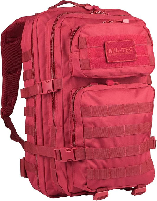 Mil-Tec Unisex Assault Pack - Rugged Durable Lightweight Ergonomic Versatile Tactical Outdoor Camping Hiking Backpack with Adjustable Padded Shoulder Straps & MOLLE Loops, Red, 36L