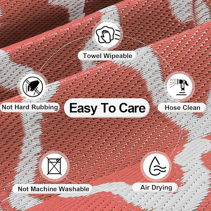 OutdoorLines Outdoor Plastic Area Rug for Patio 6x9 ft - Reversible Outside Carpet, Stain & UV Resistant RV Mats, Straw Rug for Camping, Deck Garden, Porch and Balcony, Moroccan/Orange & Light Grey