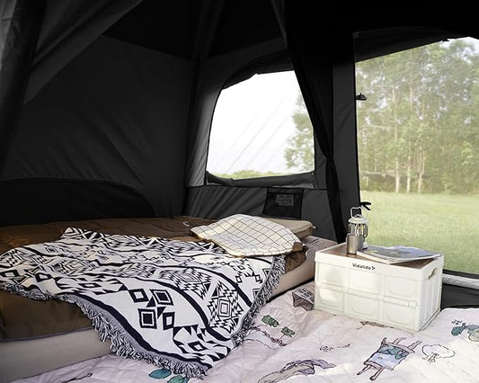 Vidalido 4-6 Person Camping Tent with 3 Door 2 Room Large Family Cabin Tents, Double Layer Waterproof Portable Glamping Tent, Big Tents for Outdoor Camping Hiking and Backpacking