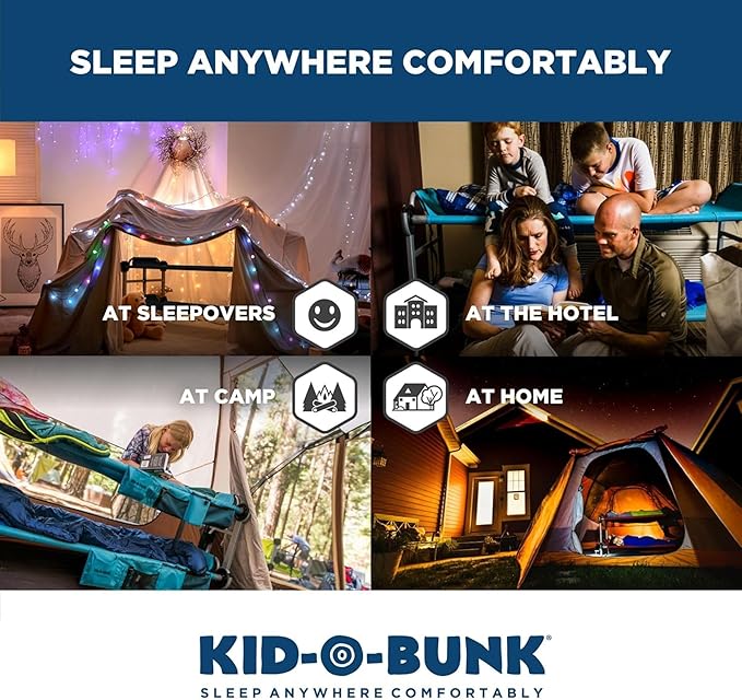 Disc-O-Bed Youth Double Cot Kid-O-Bunk, Modular for Bunk Beds, Dual Cots, or Bench with 2 Carry Bags for Portable Transport