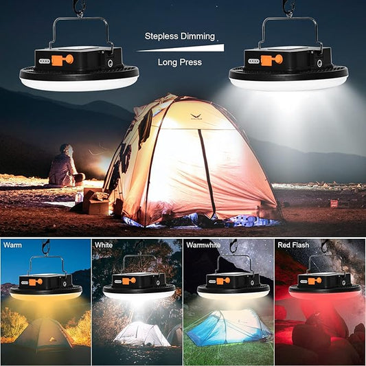 16500mAh 60W Rechargeable Camping Light with Remote 3000LM 2700/4000/6500K LED Camping Lantern Portable IP65 Waterproof Tent Lights Power Failure Emergency Survival Kits for Fathers Day Gift