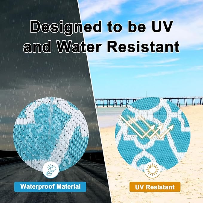 HEBE Outdoor Rug 9'x12' for Patios Waterproof Clearance Reversible Patio Mat Plastic Straw Rug RV Camping Mat Outside Area Rug Carpet for Camping RV,Porch,Deck,Balcony,Camper,Backyard