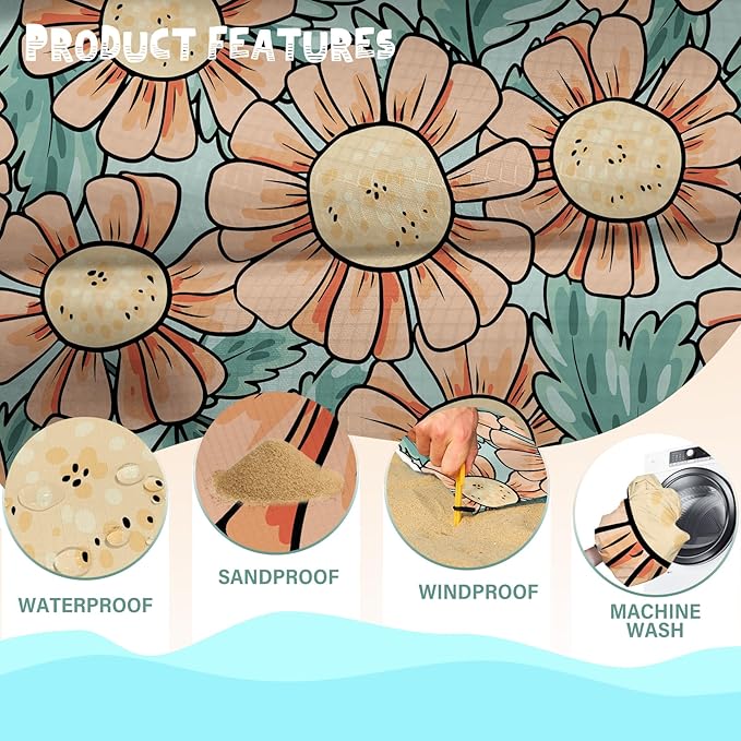 Beach Blanket Waterproof Sandproof 1-7 Adult Oversized 78 '' ร 81 '' Lightweight Durable Compact Sand Free Beach Mat for Travel Camping Hiking Picnic Blanket Extra Large