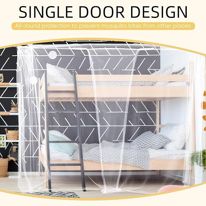 4 Corners Mosquito Net for Mosquiteros para Camas Bed Canopies Netting Bed Drapes Rectangular Mosquito Mesh for Camping Home Outdoor Travel Dormitory(White,L75 X W47 X H59 Inch)