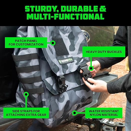 Rhino USA Tail Gate Trash Bag – Molle Compatible Overlanding Gear, Camping Essentials & Ultimate Accessory for Jeep Gladiator, Trucks & More - Camo