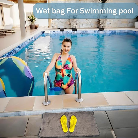 Wet Dry Bags with Embedded Towel Portable Sack Bags with Oxford zipper for Swimsuit Umbrella Wet Cloth