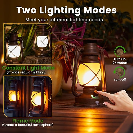 KOOPER Solar Lantern Outdoor Lights, Vintage Flickering Flame Solar Lanterns Lights Outdoor Waterproof, Hanging Outdoor Solar Lanterns Lights, Rechargeable Lantern for Yard Garden Table Decor 2 Pack