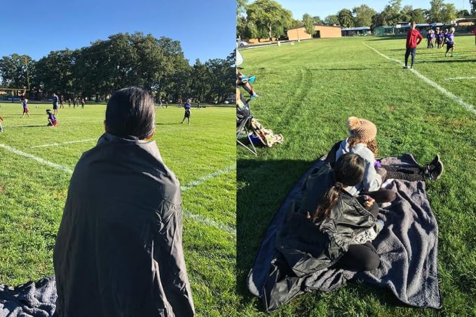 "Elemental Stadium Sherpa Blanket, Waterproof, Windproof, Picnic, Wheelchair, Camping, Concerts, Bag with Shoulder Strap and Carrying Handle, 56" x 80"