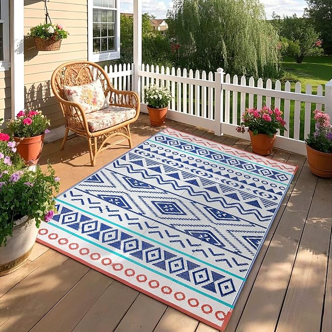 Outdoor Rugs Patio Camping Waterproof - 8x10 Plastic Straw Patio Rug Portable for Campers, Outside RVs Mat, Outdoor Area Carpet for Patios Clearance, Backyard Porch, Balcony, Picnic