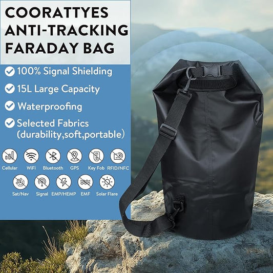 15L Large Faraday Bag,Anti-Tracking Faraday Bag For Laptops & Phones & Tablets & Car Keys,Faraday Tote Bag For Rfid Signal Blocking