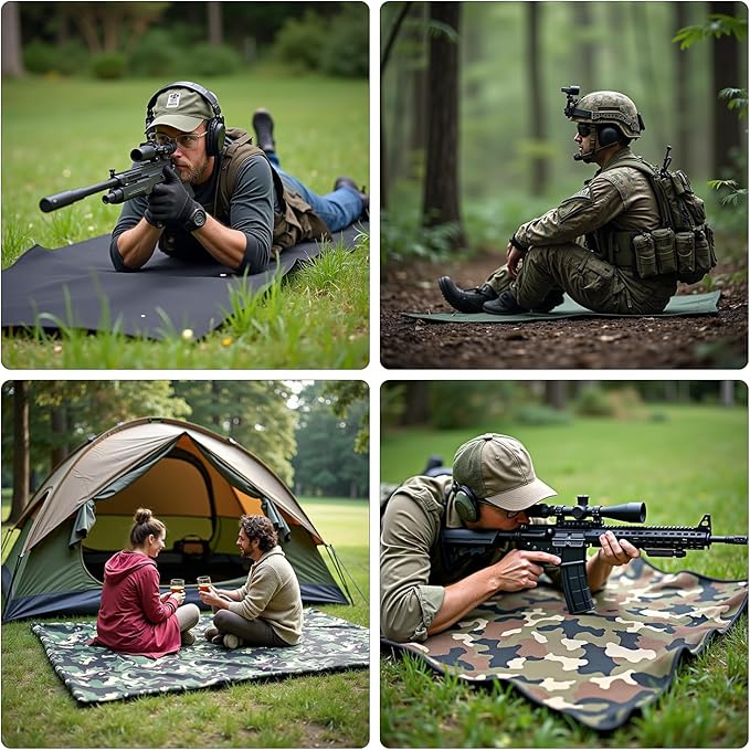 Outdoor Camping Tactical Training Shooting Mat Anti Slip Pad, Waterproof and Moisture-Proof Folding Mat Picnic Blanket Portable with Carry Strap
