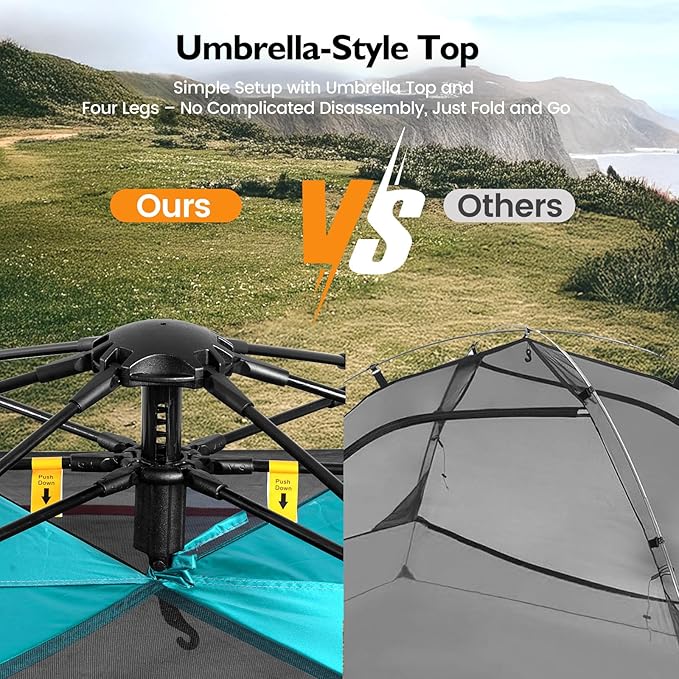 Camping Tent 2 Person, Waterproof & Blackout Double Layer Pop Up Outdoor Tent for Park, Picnic, Travel, Portable and Easy Setup