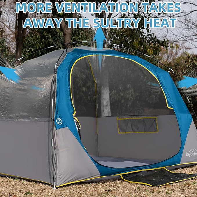 4 Person Blackout Camping Tent, Easy Setup Waterproof Family Dome Tent for Camping with Rainfly, Portable Double Layer Large Family Tent for Outdoor Camping&Hiking