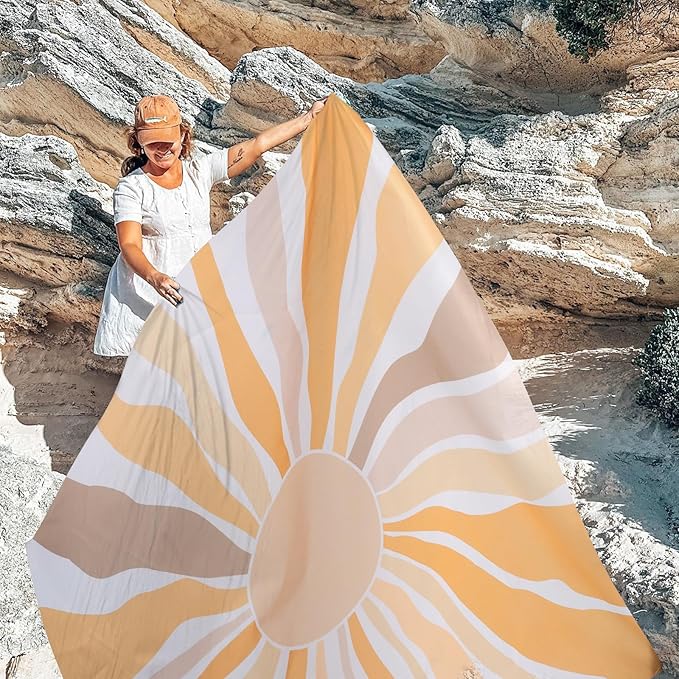 Waterproof Sandproof Beach Blanket, 78" x 86" Large Beach Mat for 2-4 Adults, Lightweight Polyester Outdoor Picnic Blanket for Travel, Camping, Hiking, Beach Essentials for Vacation