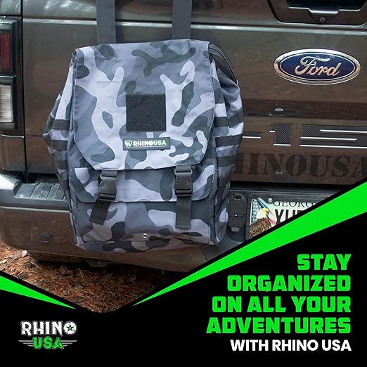 Rhino USA Tail Gate Trash Bag – Molle Compatible Overlanding Gear, Camping Essentials & Ultimate Accessory for Jeep Gladiator, Trucks & More - Camo
