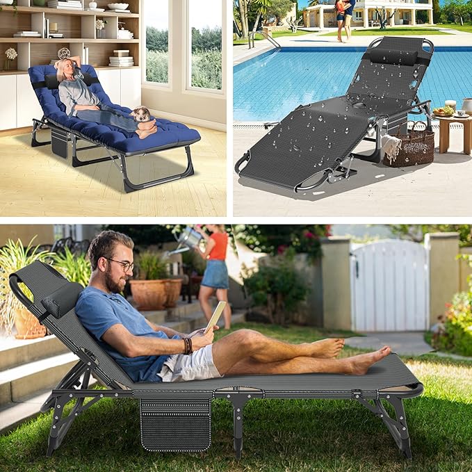 ABORON 2PK Folding Camping Cot for Adults, Heavy Duty 3-in-1 Bed for Guest Sleeping, Adjustable Double-Layer 1200D with Mattress & Carrying Bag for Home, Office, Vacation, Hospital Use