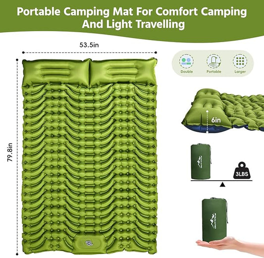 Sleeping Pad for Camping -Ultralight Inflatable Sleeping Mat with Pillow, Built-in Foot Pump, Compact & Lightweight Camping Mattress Pad for Camp, Backpacking, Hiking, Travel Tent