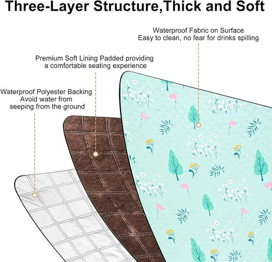 ICOSY Picnic Blankets Beach Blanket, Waterproof Outdoor Blanket Sandproof Picnic Camping Mat Camping Essentials 78" x 59"