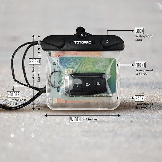 2Pack Waterproof Car Key FOB Case Floating Wallet Pouch for Remote Keys ID Credit Card Cash Money Submersible Dry Bag Holder (2, Transparent + Transparent)