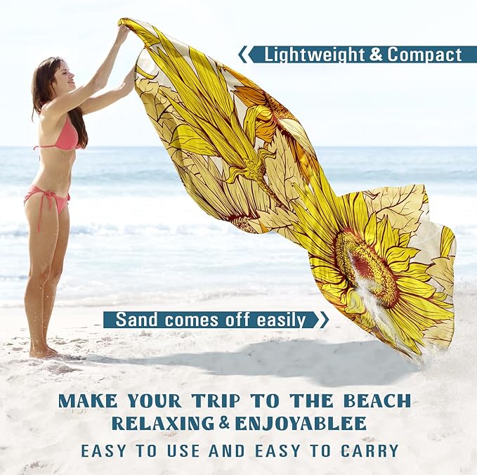 Beach Blanket Sandproof Waterproof 78''ร81''1-5 Adults Oversized,Compact Lightweight Durable Beach Mat for Travel Camping Hiking Picnic Blanket