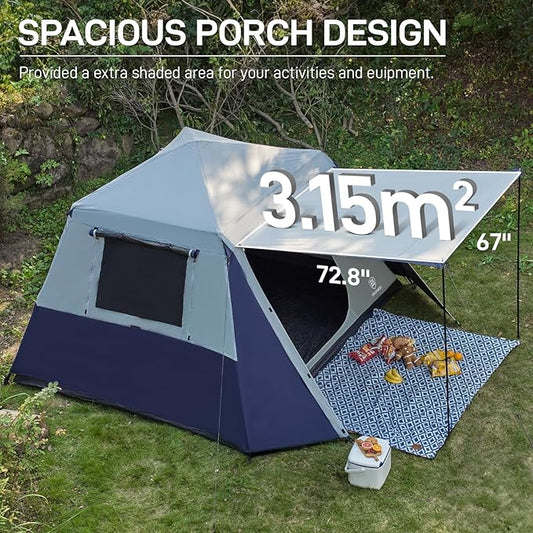 EVER ADVANCED 6 Person Blackout Camping Tent Instant Cabin Tents for Family with Rainfly, 60s Easy Setup, Water-Resistant Orange