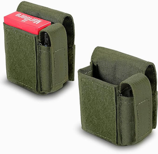 2 Pack Tactical Pouches, Molle EDC Compact Pouch Small Utility Pouch Accessories Battery Cigarette Case Card Holder Lighter Slot Mini Cigar Belt Waist Pack