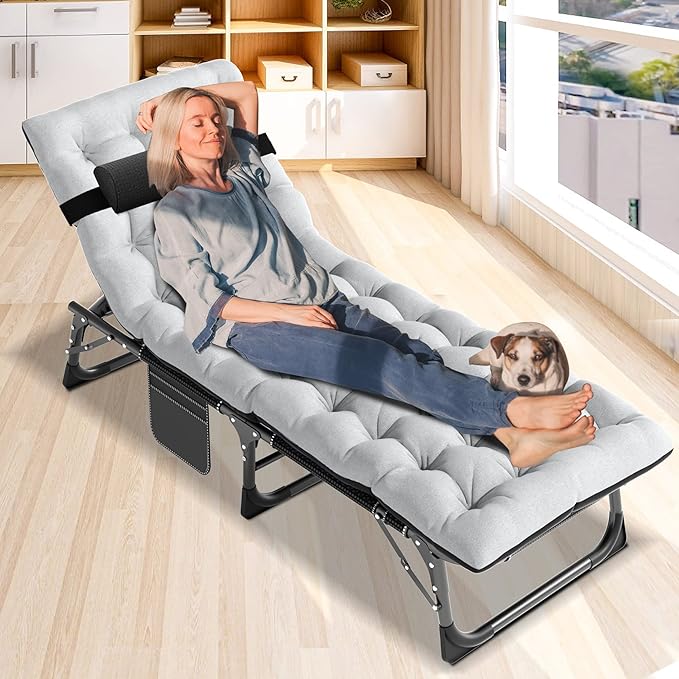 ABORON Folding Camping Cot for Adults, Heavy Duty 3-in-1 Bed for Guest Sleeping, Adjustable Double-Layer 1200D with Mattress & Carrying Bag for Home, Office, Vacation, Hospital Use