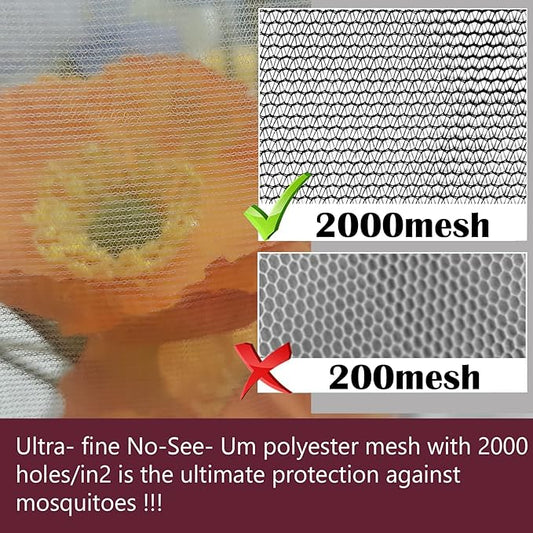 No-See-Um mesh Square Mosquito Net for Queen Size Bed 2 Openings Netting Mosquito Net for Beds, Finest Holes Mesh 2000 Mosquito Netting for Bed (Square Queen Grey Color)