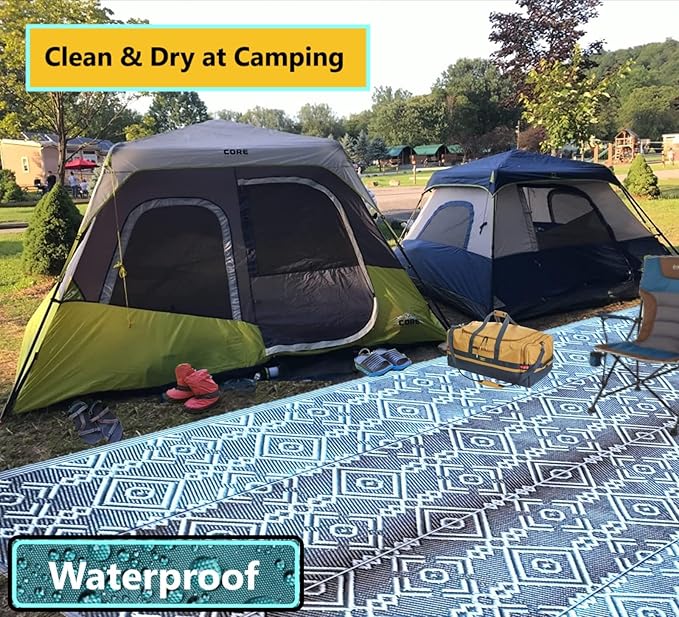 BalajeesUSA Outdoor Area Rug - 9x18 feet, Grey, Reversible mats, Recycled Plastic Straw Rugs, Outdoor Patio Rugs Clearance, Waterproof, Large RV Camper Mats 7063